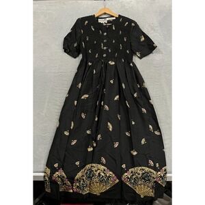 Vintage Karin Stevens Dress 10 Maxi Boho Whimsigoth Fairy 90s Padded Shoulders